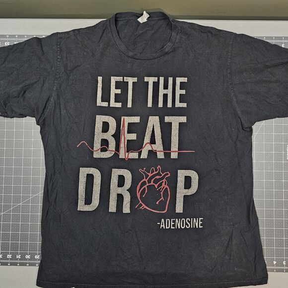 Adenosine Drug Rep Tshirt XL Heart Beat Drop Grunge Thrashed Y2K Streetwear - Picture 1 of 10